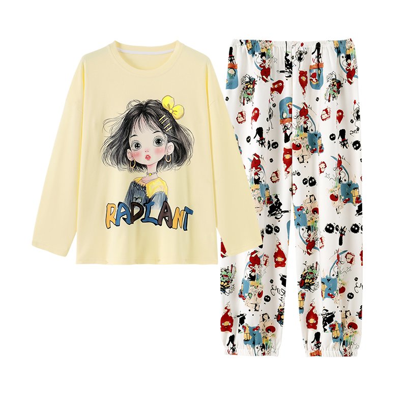 Vapetix M-XXL Women's New Fall Pajamas with Elasticated Round Neck Hooded Set of Long Sleeve and Pants, Sweet and