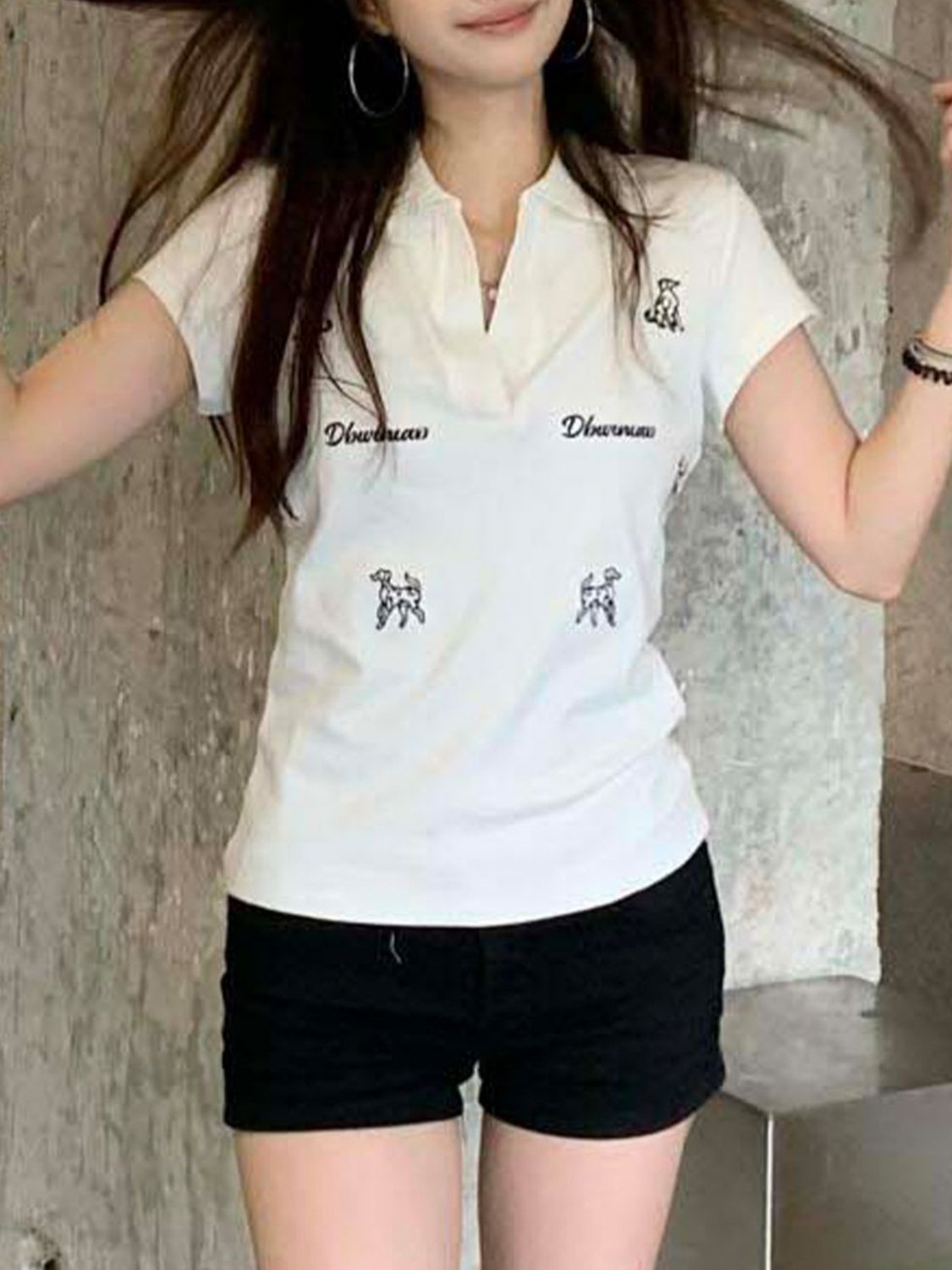 Vapetix S-XL Women's Summer New Double-Sided Cotton Lining T-Shirt with Embroidered Polo Short Sleeve Slimming C – Bild 2