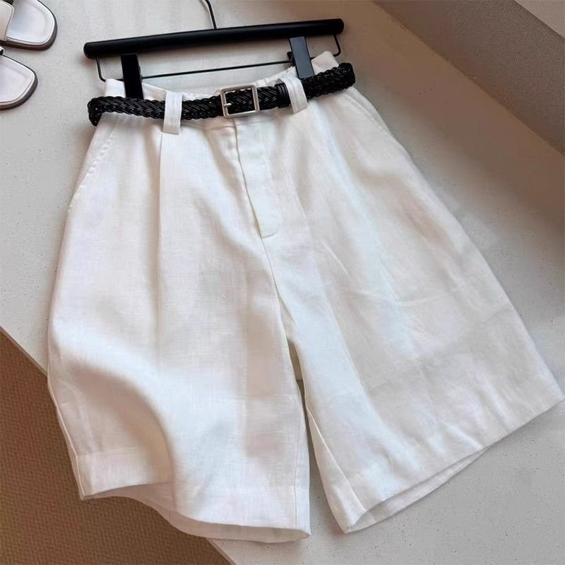 Vapetix S-4XL Women's Summer New Korean Style Linen Shorts Large Size Slimming Loose Casual Versatile Wide Leg Fi - 图片 5