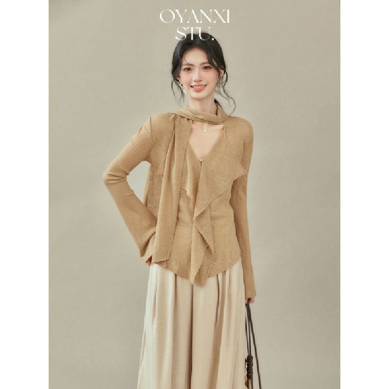 Vapetix S-XL Relaxed Design Sensory Strappy V-Neck T-Shirt for Women - 2025 Autumn New Arrival Long-Sleeved Top – Bild 3