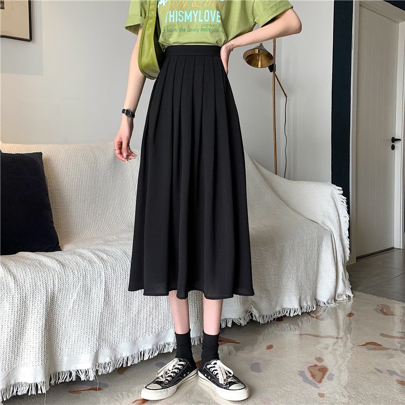 Vapetix S-2XL Pleated Midi Skirt - Summer 2025 New French High-Waist Slimming Chic Hip-Hiding Skirt for Girls and - 图片 5
