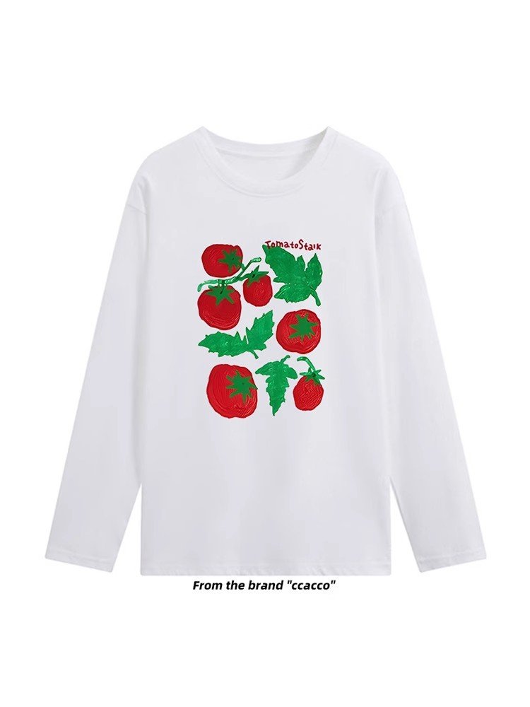 Vapetix S-2XL Cotton 210g Refined Combing Precise Print Autumn Loose Long-Sleeve T-shirt for Women – Bild 3