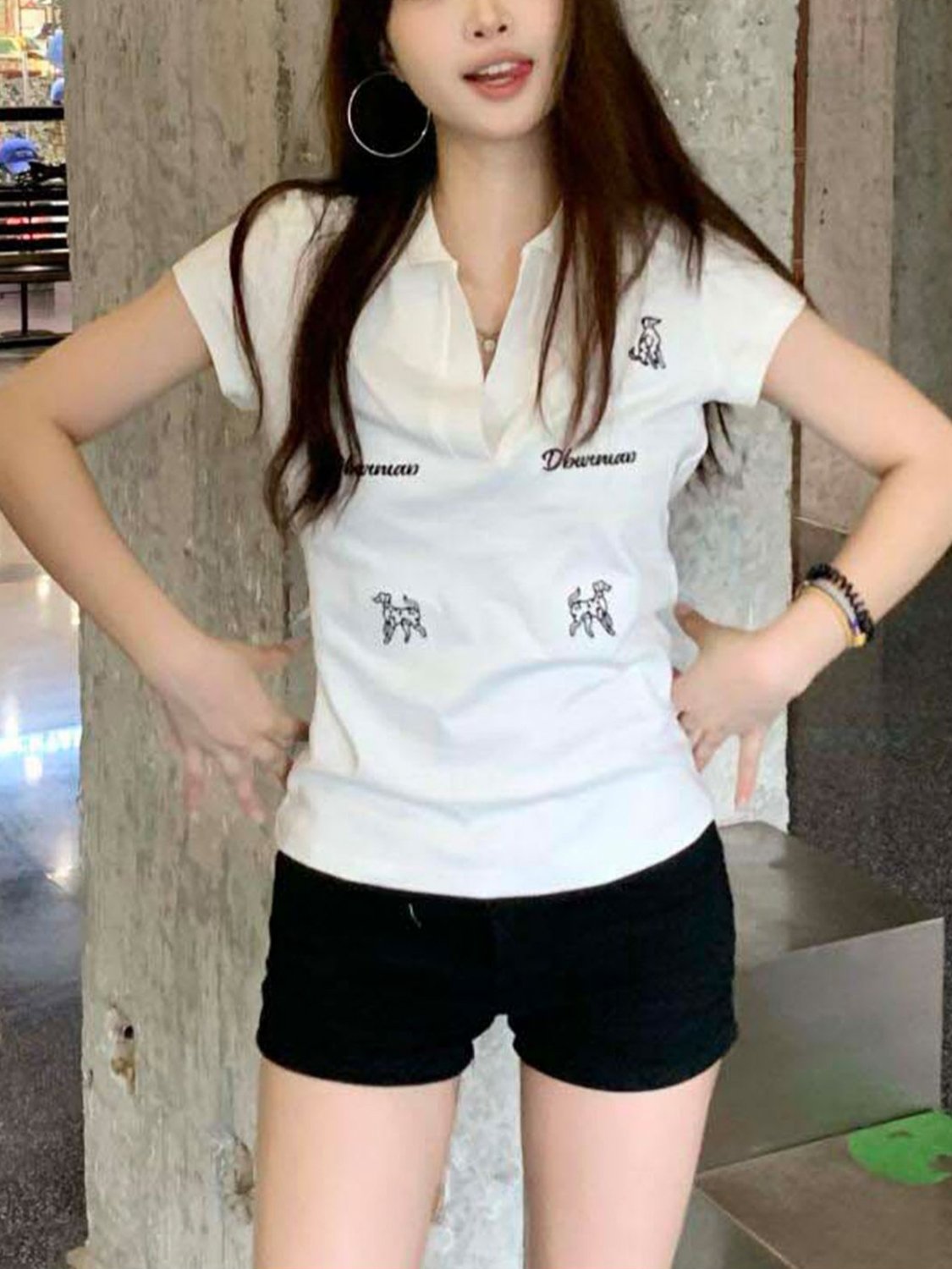 Vapetix S-XL Women's Summer New Double-Sided Cotton Lining T-Shirt with Embroidered Polo Short Sleeve Slimming C – Bild 3