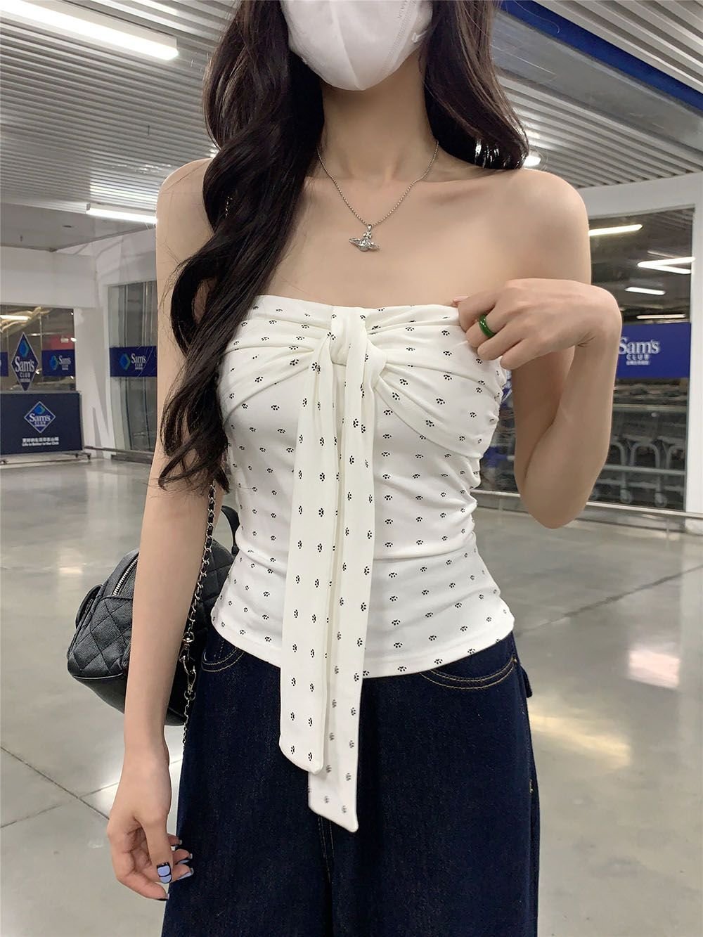 Vapetix S-XL Casual Cut 1*1 White Polka Dot Bralette Backless Bodysuit for Women Tight Bodycon Wrap Camisole Top – Bild 5