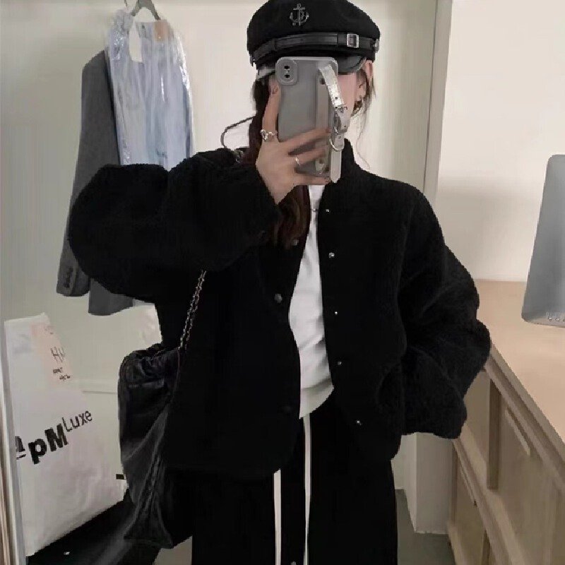 Vapetix S-2XL Women's Fashionable Oversized Short-Sleeve Wool Blend Coat with High-End Sensibility - Autumn/Winte – Bild 4