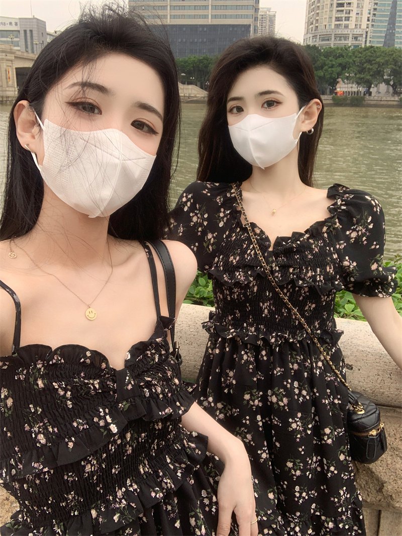 Vapetix S-2XL Sheer floral print summer dress for women, 2025 new arrival, friendship-themed, design-savvy, waist - 图片 2