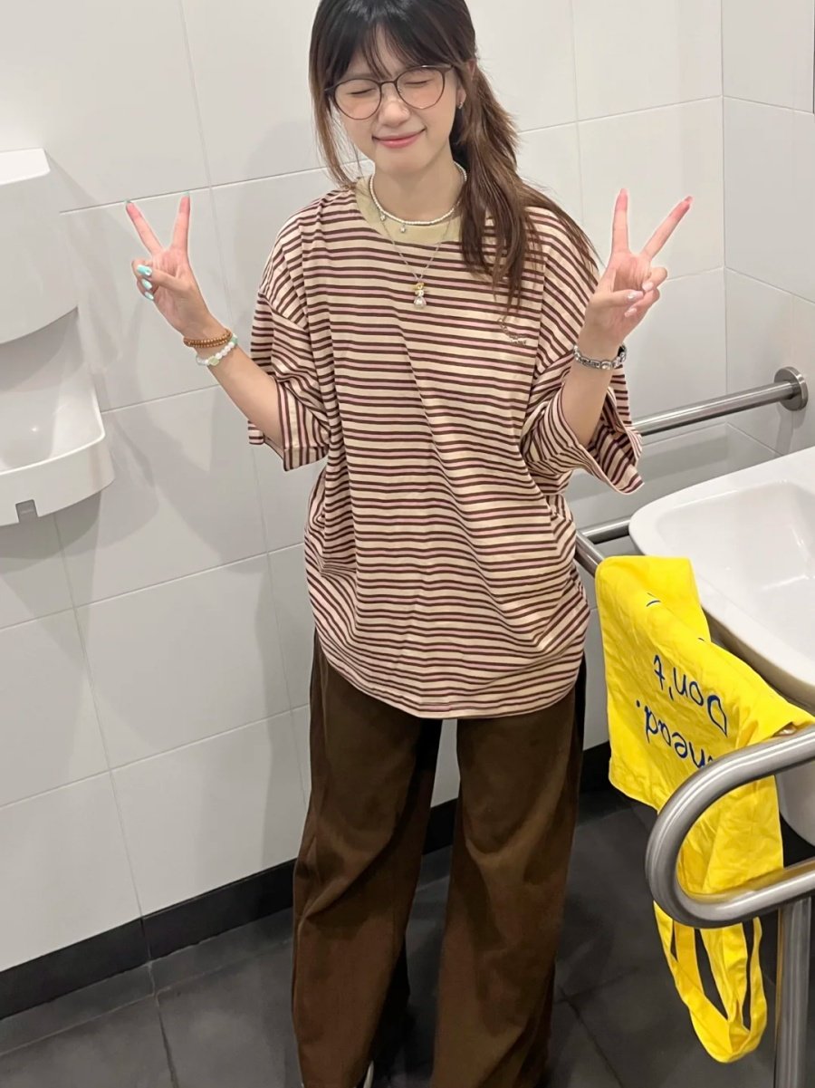 Vapetix M-2XL Original Style Fabric, Live Streaming Quality, Women's Crew Neck Striped T-Shirt – Bild 3