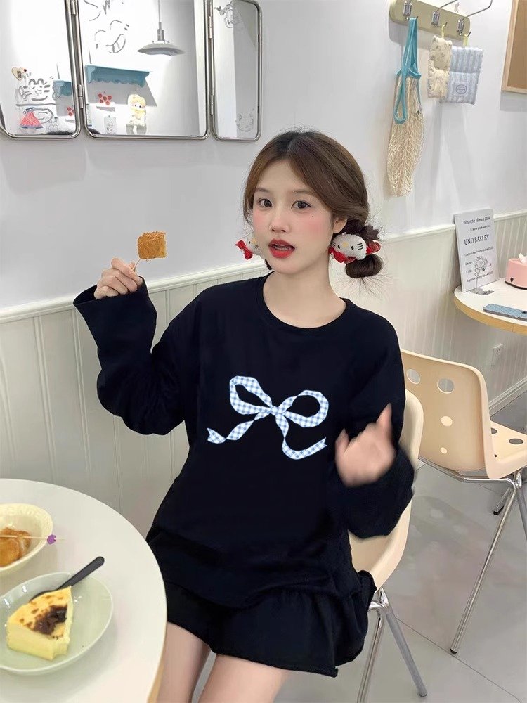 Vapetix S-3XL Official Image: 21-ply Pure Cotton - 210g (100% Cotton) Autumn Long-Sleeve T-shirt for Women, Loose