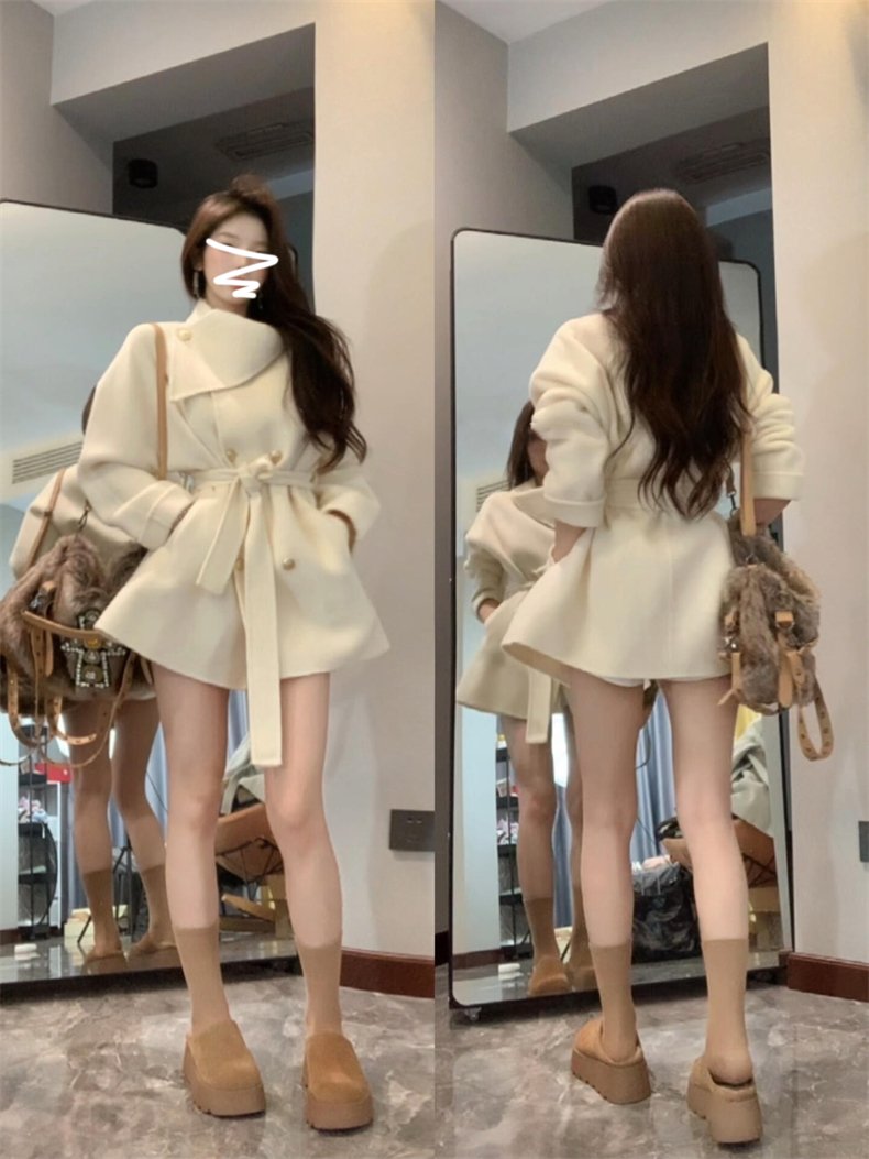 Vapetix S-2XL Women's Thick Fleece Coat with High-End Style, 2025 New Arrival, Fitted Short White Wool Coat for A – Bild 5