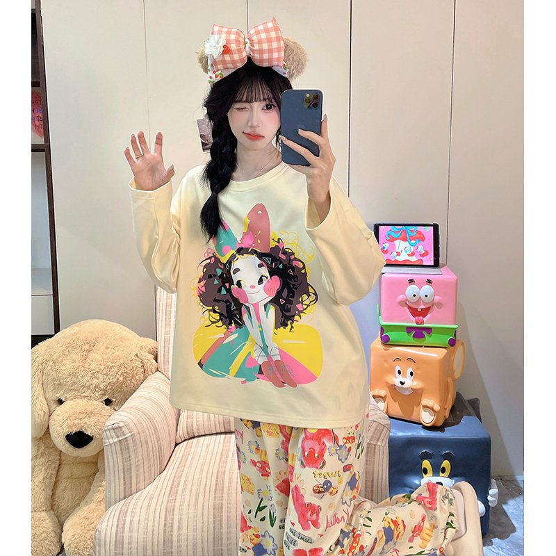 Vapetix M-XXL Women's Fall New Sleepwear Set: Stretch Cotton Mock Neck Turtleneck Top, Long Sleeve Long Pants, Sw – Bild 3