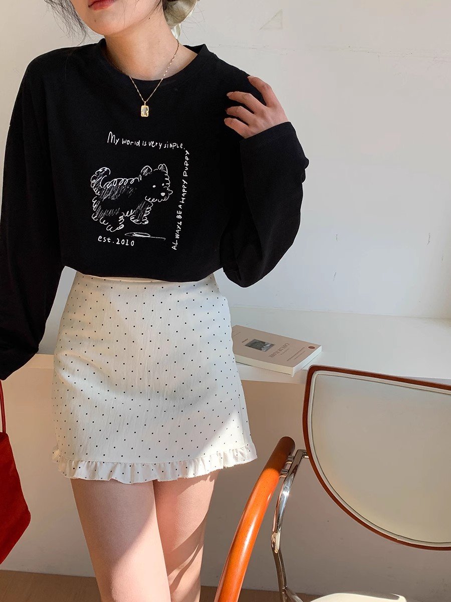 Vapetix S-3XL Official Image 21-ply Cotton - 210g (100% Cotton) Autumn Long Sleeve T-shirt for Women Loose Top Pr – Bild 3