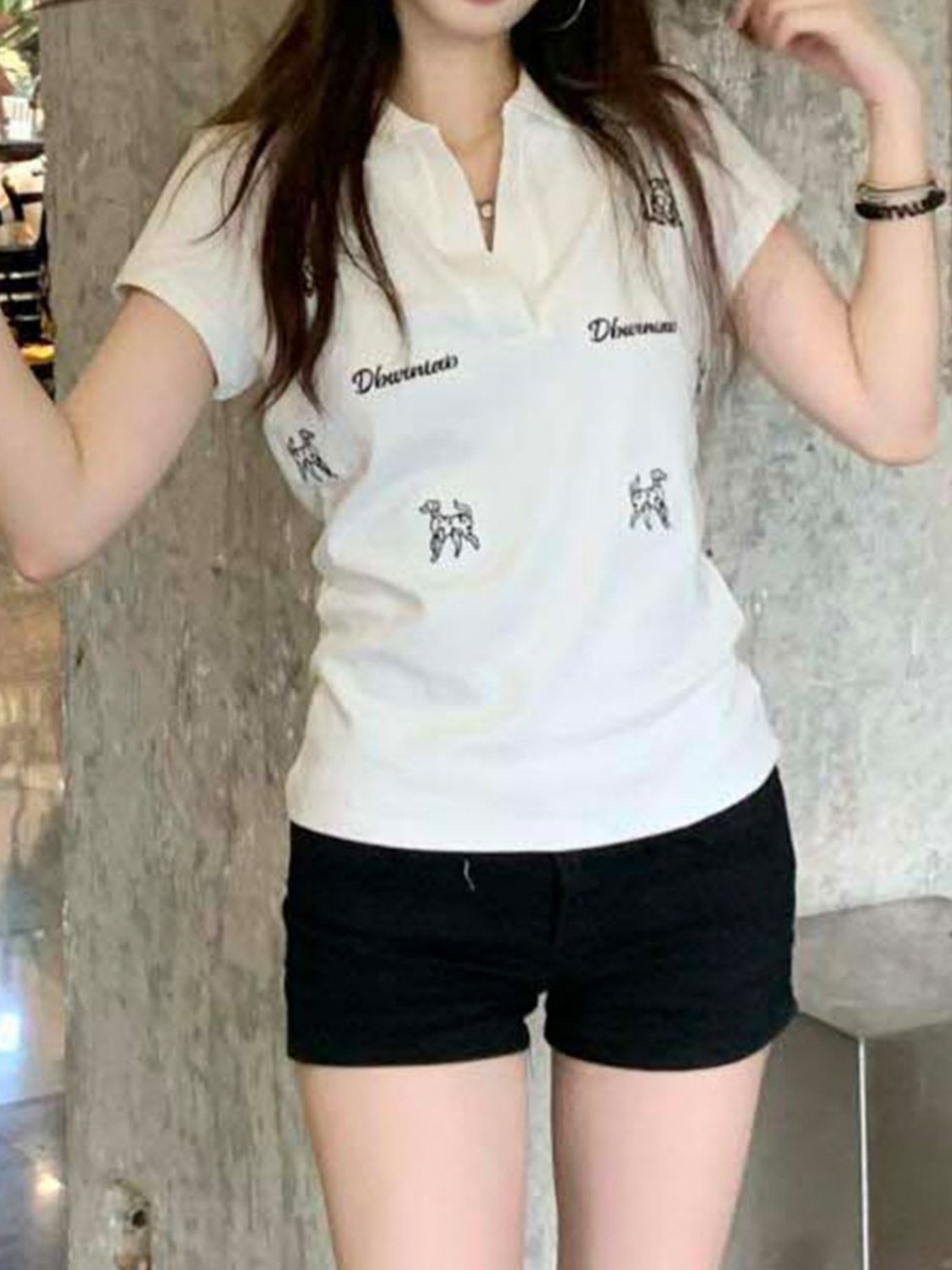 Vapetix S-XL Women's Summer New Double-Sided Cotton Lining T-Shirt with Embroidered Polo Short Sleeve Slimming C – Bild 4