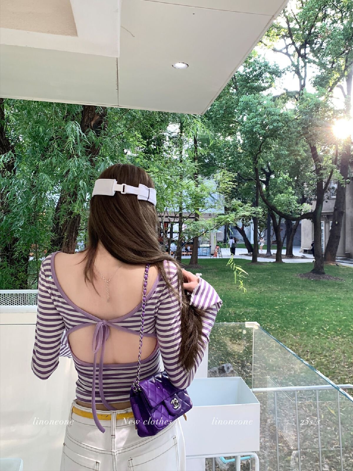 Vapetix S-XL Korean-style spicy girly-style strap-back U-neck long-sleeve T-shirt for women—autumn collection wi – Bild 2