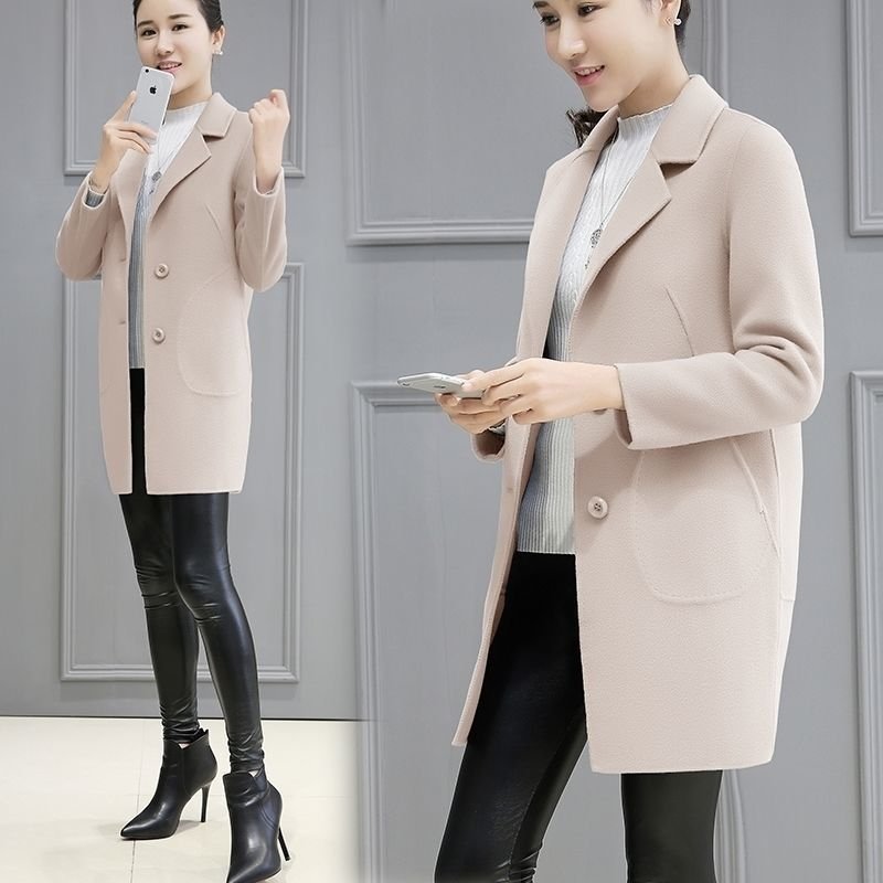 Vapetix M-4XL New wool coat, new autumn and winter style, elegant Korean version, loose and slimming medium-lengt