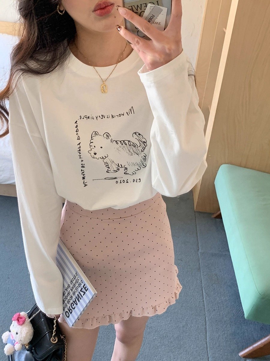 Vapetix S-3XL Official Image 21-ply Cotton - 210g (100% Cotton) Autumn Long Sleeve T-shirt for Women Loose Top Pr – Bild 5