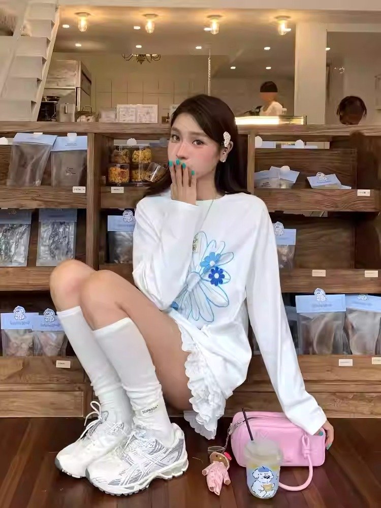 Vapetix S-3XL Official Image 21-ply Pure Cotton - 210g (100% Cotton) Autumn Long Sleeve T-shirt for Women Loose T – Bild 4