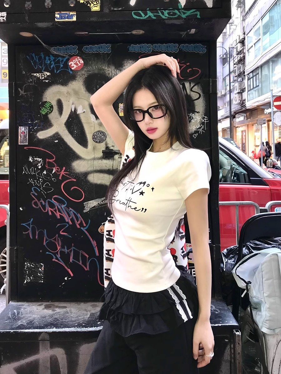 Vapetix S-2XL Official image: 100% cotton 40s 220g (92% cotton 8% spandex) women's printed regular shoulder short – Bild 5