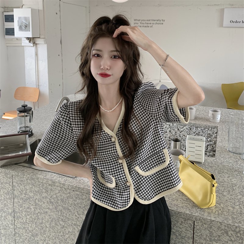 Vapetix S-2XL Women's Summer 2025 New Chiffon Shirt Jacket, Striped, V-Neck Short-Sleeve Cardigan Top, Stylish an - 图片 3