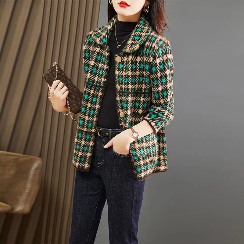 Vapetix S-3XL 2025 New Arrival Women's Wool Plaid Coat – Korean-Style, Loose-Fit, Short Design, Trendy Casual Top – Bild 4