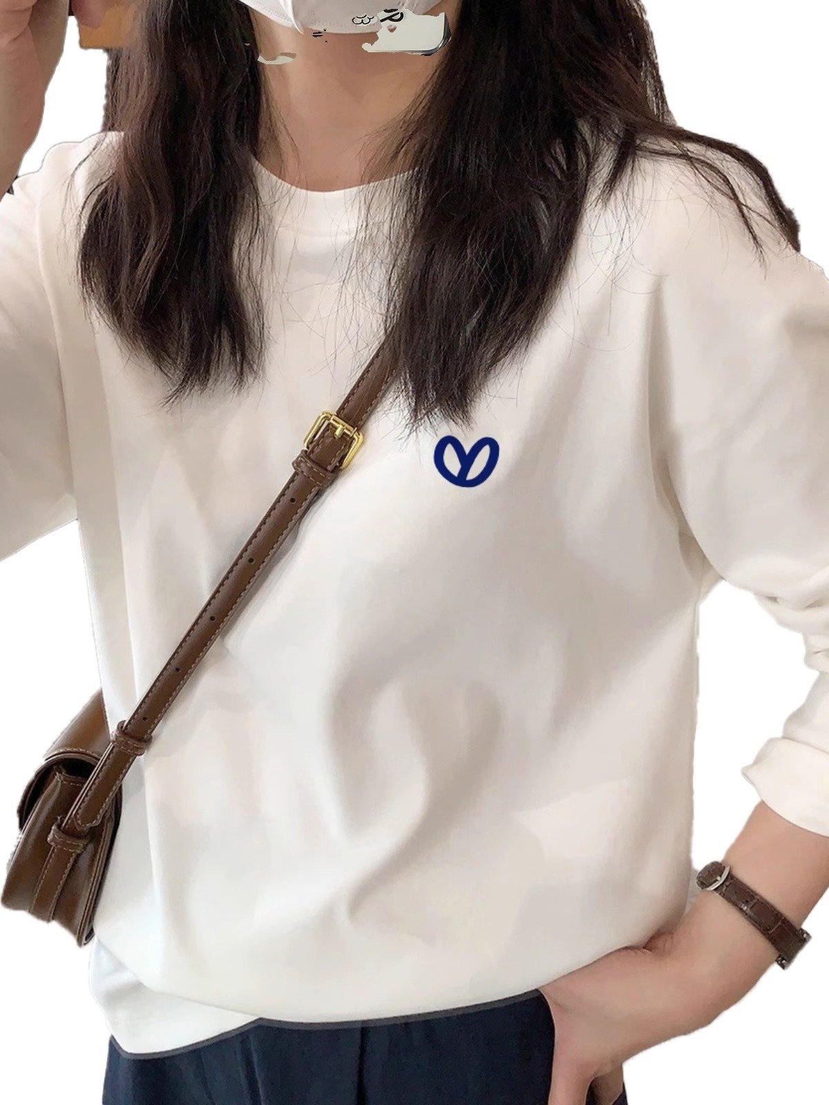 Vapetix S-3XL Official Image 21-ply Cotton - 210g (100% Cotton) Autumn Long Sleeve Women's Loose T-shirt with Pri – Bild 2