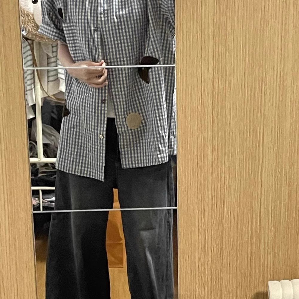 Vapetix S-2XL Elegant Korean Style Slouchy Blue Striped Short-Sleeve Shirt for Women - 2025 Summer New Arrival Pl