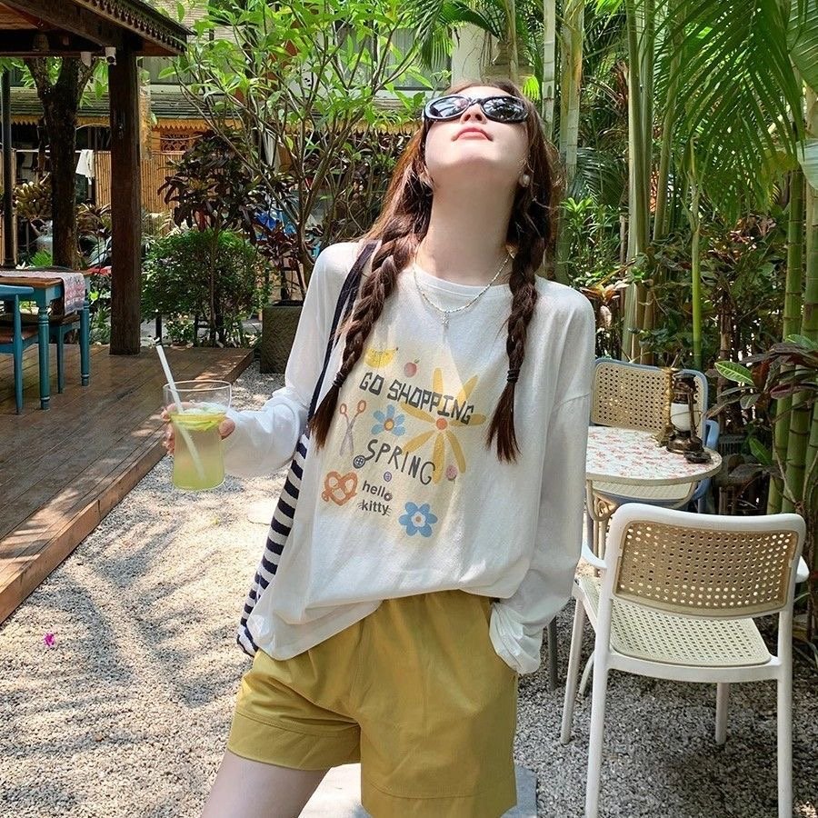 Vapetix S-3XL Official Image 21 Piece 100% Cotton - 210g (100% Cotton) Autumn Long-Sleeve Women's Loose Top with – Bild 4