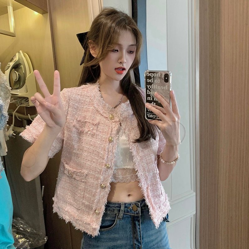 Vapetix S-2XL Women's Autumn/Winter New Style Tartan Fringe Short-Sleeve Blazer with Loose Fit - 图片 2