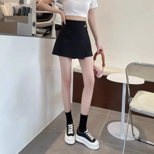 Vapetix XS-3XL  Women's 2025 Spring Summer New K-Style Irregular A-Line High-Waist Suit Wide Leg Pants Short Shorts – Bild 2