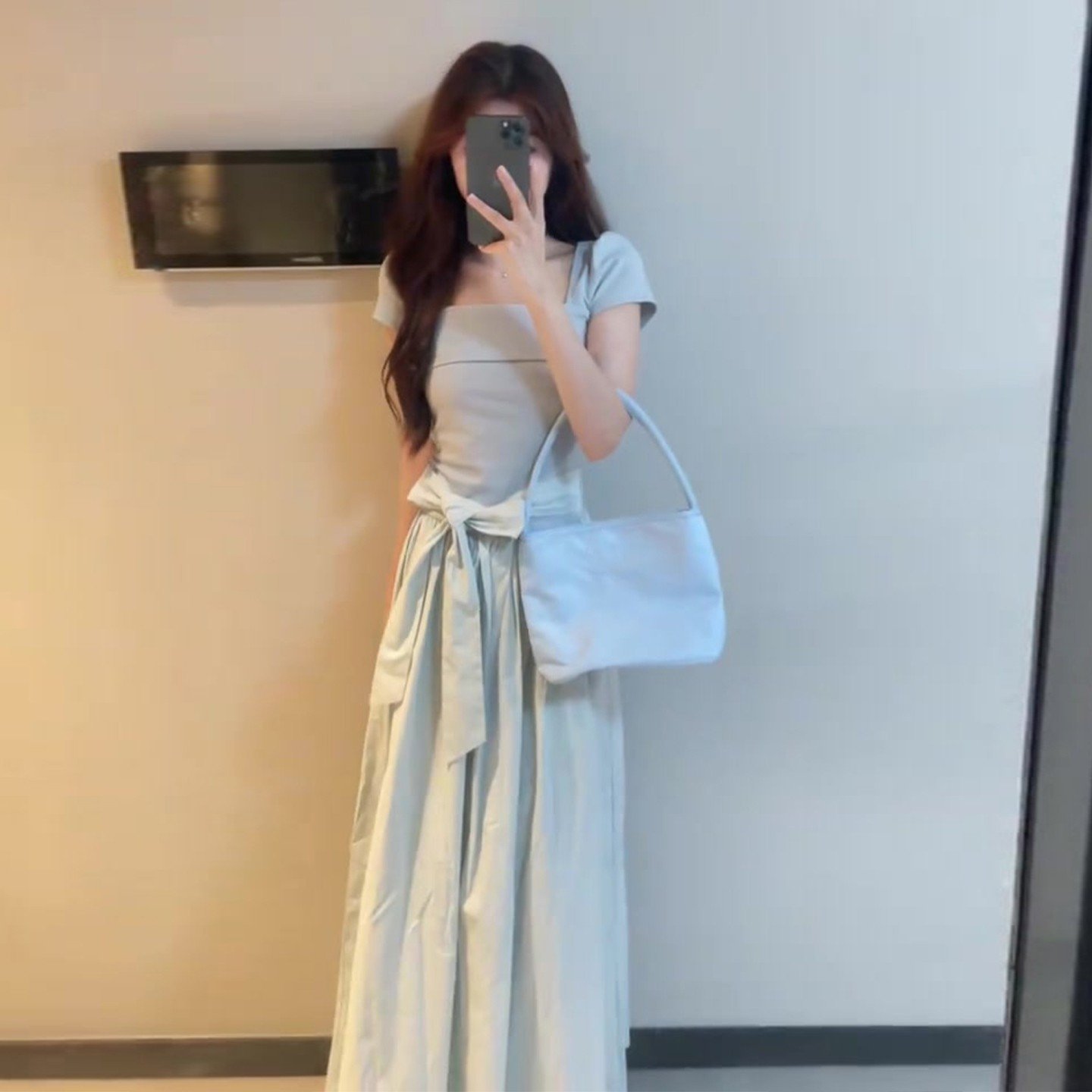 Vapetix S-XL French-style gentle round-neck short-sleeve dress for women, 2025 summer new design, waist-cinching - 图片 5