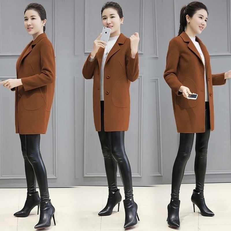 Vapetix M-4XL New wool coat, new autumn and winter style, elegant Korean version, loose and slimming medium-lengt – Bild 2