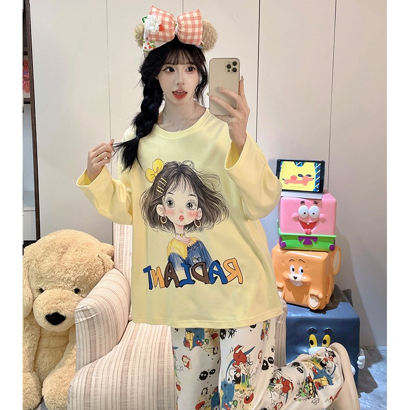 Vapetix M-XXL Women's New Fall Pajamas with Elasticated Round Neck Hooded Set of Long Sleeve and Pants, Sweet and – Bild 3