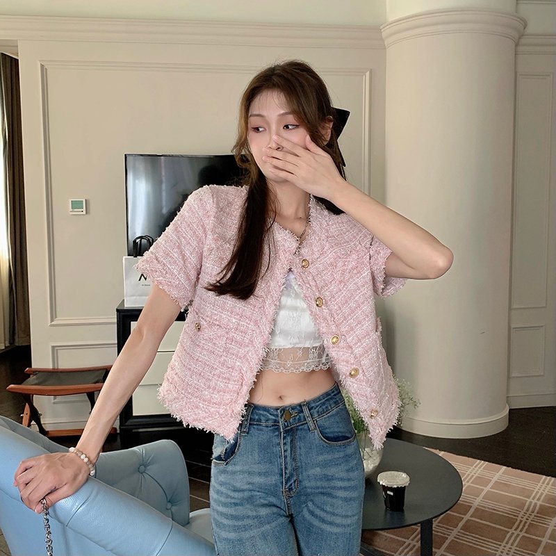 Vapetix S-2XL Women's Autumn/Winter New Style Tartan Fringe Short-Sleeve Blazer with Loose Fit - 图片 3