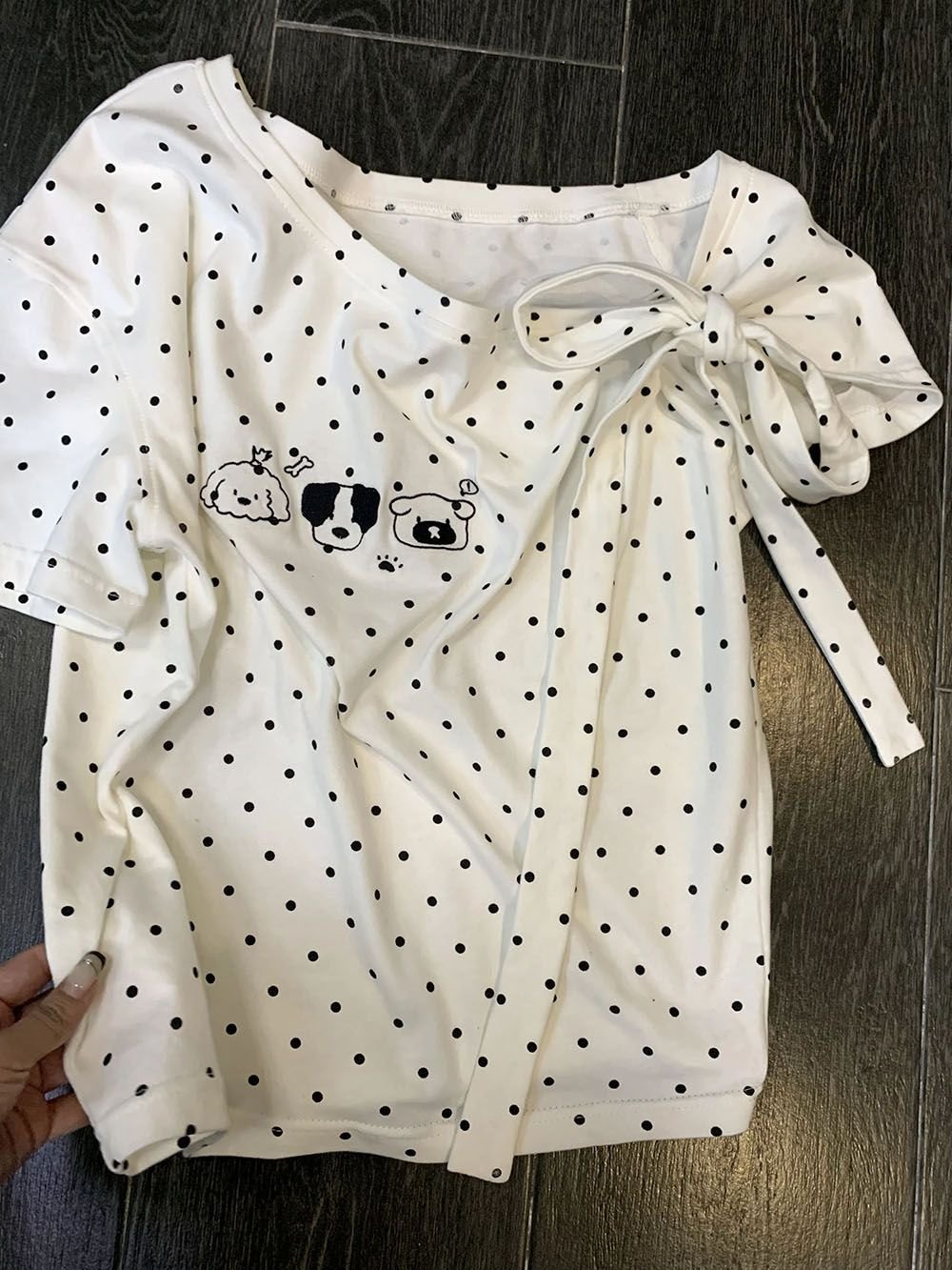 Vapetix S-XL 40 pieces pure cotton fully printed polka dot sweet puppy print trendy summer new off-shoulder shor – Bild 5