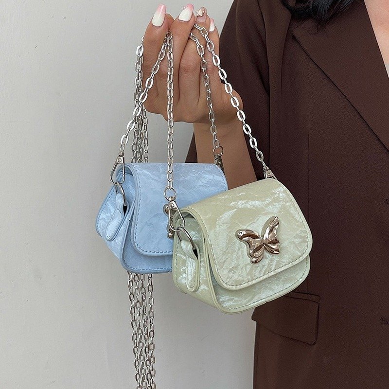 Vapetix Free Size-Free Size Elegant Women's Summer 2024 Mini Lipstick Crossbody Bag, Trendy Butterfly Chain Shoulder Bag - 图片 9