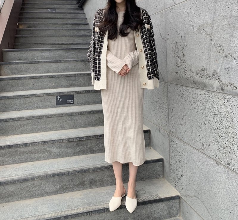 Vapetix Average code-Average code Korean chic versatile simple style contrast color single breasted checked sweater cardigan long sle – Bild 6