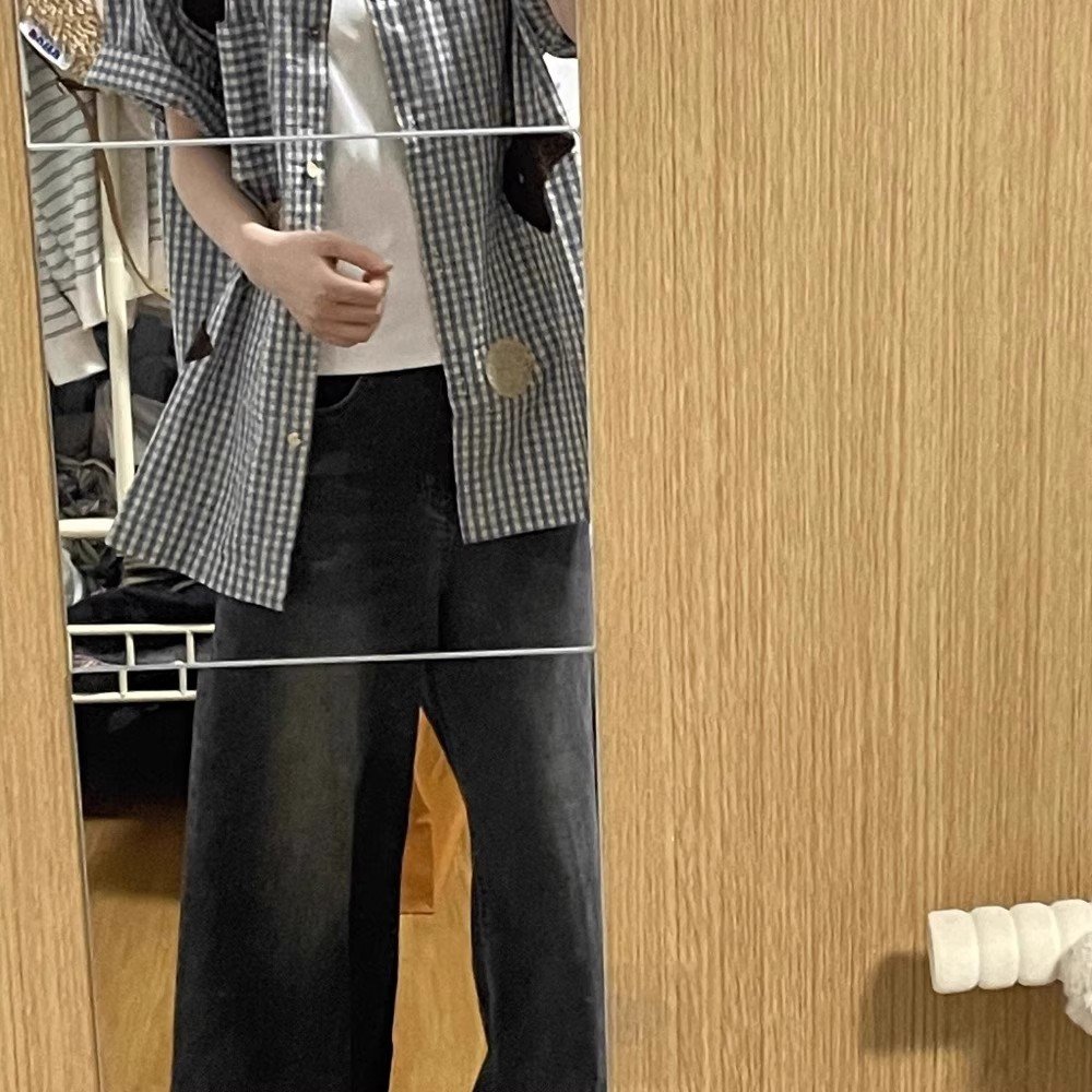 Vapetix S-2XL Elegant Korean Style Slouchy Blue Striped Short-Sleeve Shirt for Women - 2025 Summer New Arrival Pl – Bild 2