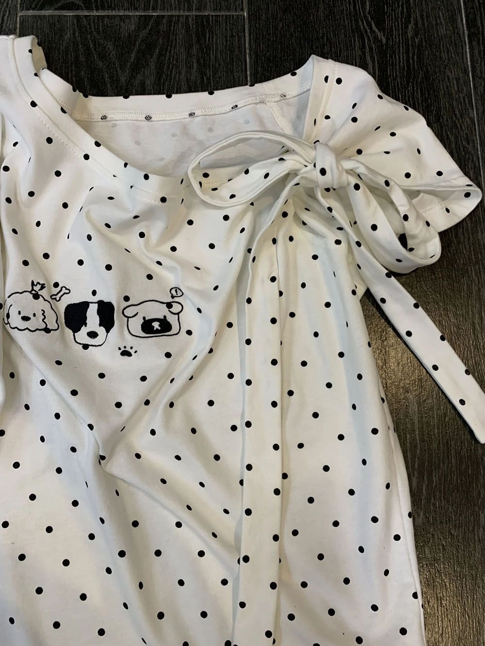Vapetix S-XL 40 pieces pure cotton fully printed polka dot sweet puppy print trendy summer new off-shoulder shor – Bild 3
