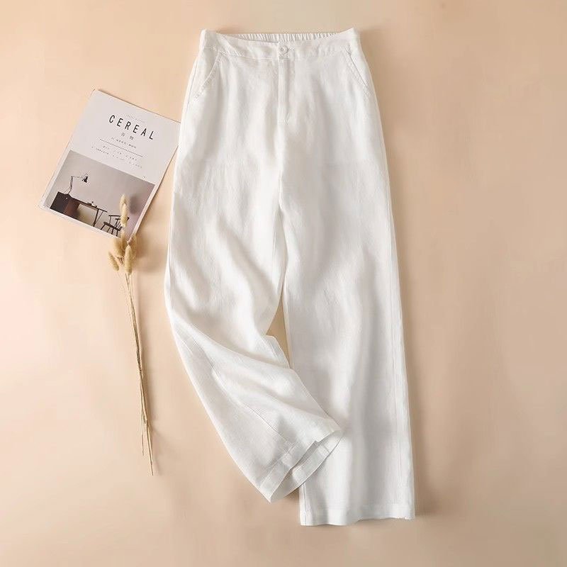 Vapetix S-3XL Pure Linen Loose Wide-Leg Women's Pants 2025 New Thin Linen Fabric Drape High-Waist Slimming Casual - 图片 5