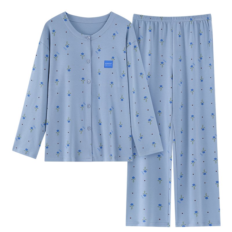 Vapetix M-XXL Spring and Autumn New Open Cardigan 100% Cotton Long Sleeve Women's Sweet Casual Home Wear Set – Bild 4