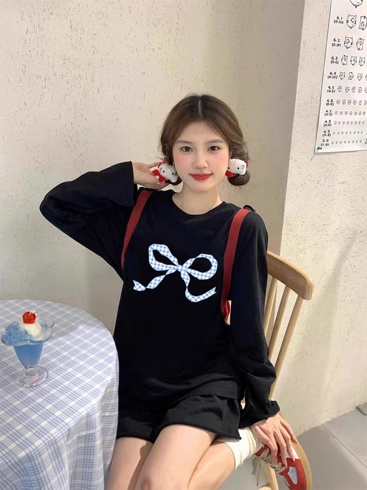 Vapetix S-3XL Official Image: 21-ply Pure Cotton - 210g (100% Cotton) Autumn Long-Sleeve T-shirt for Women, Loose – Bild 5