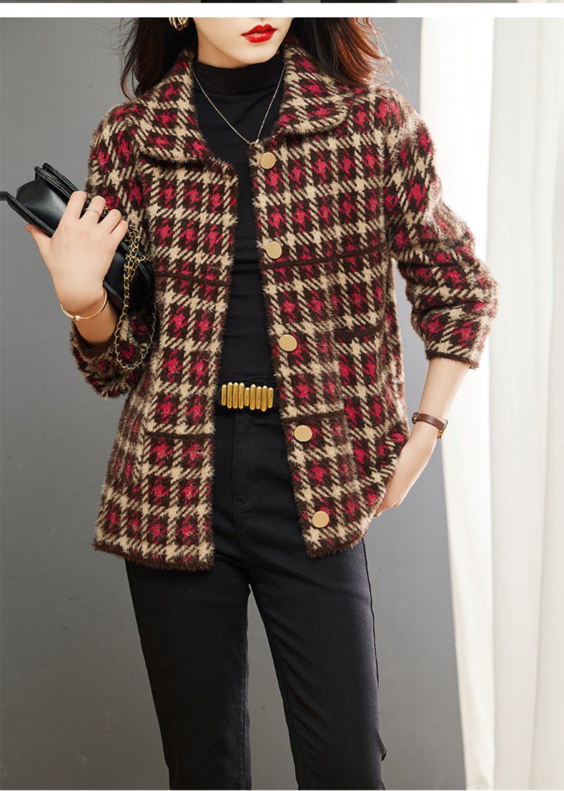 Vapetix S-3XL 2025 New Arrival Women's Wool Plaid Coat – Korean-Style, Loose-Fit, Short Design, Trendy Casual Top – Bild 6