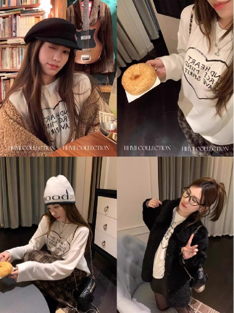 Vapetix S-3XL Official Image 21-ply Pure Cotton - 210g 100% Cotton Fall Long-sleeve T-shirt for Women Loose Top P – Bild 8