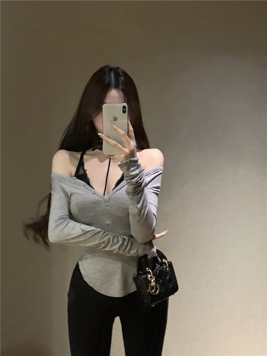 Vapetix S-XL Black Sexy Strapless Long-Sleeve T-Shirt for Women, Spring Fitted High-Waisted Tight Asymmetrical N – Bild 3