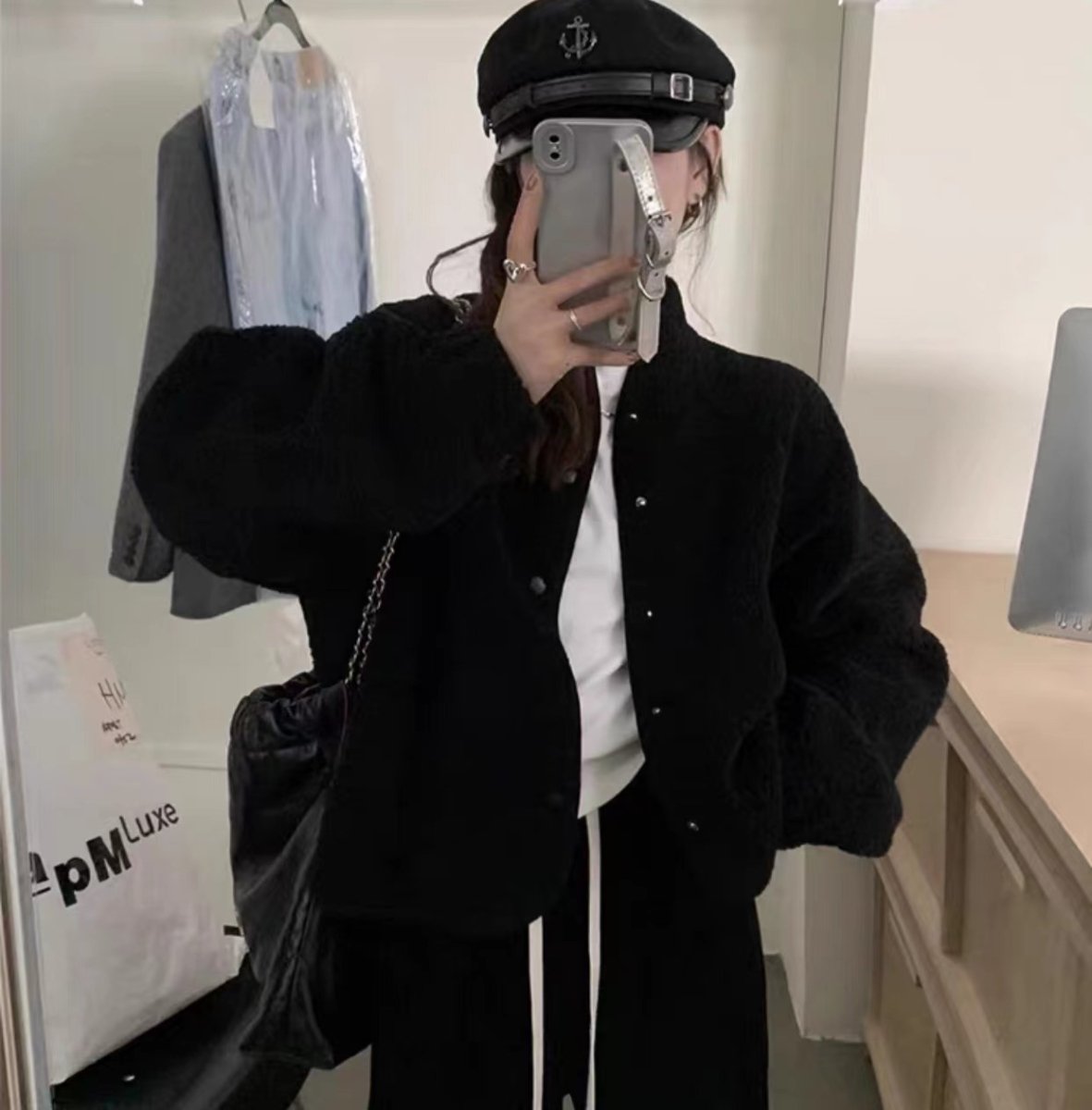 Vapetix S-2XL Women's Fashionable Oversized Short-Sleeve Wool Blend Coat with High-End Sensibility - Autumn/Winte – Bild 5