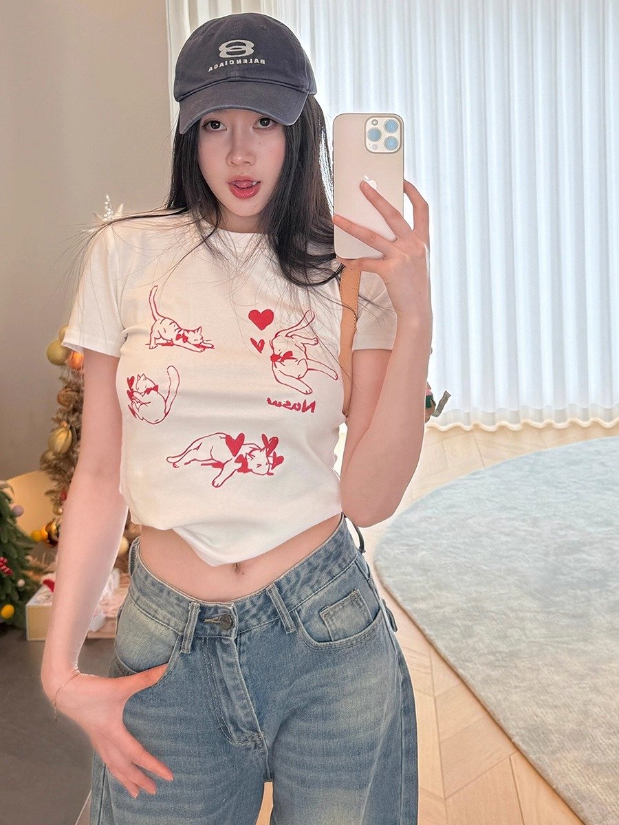 Vapetix S-2XL Official Image: Pure Cotton 40S 220g (92% Cotton 8% Spandex) Square Shoulders Short Sleeve Women's - 图片 3