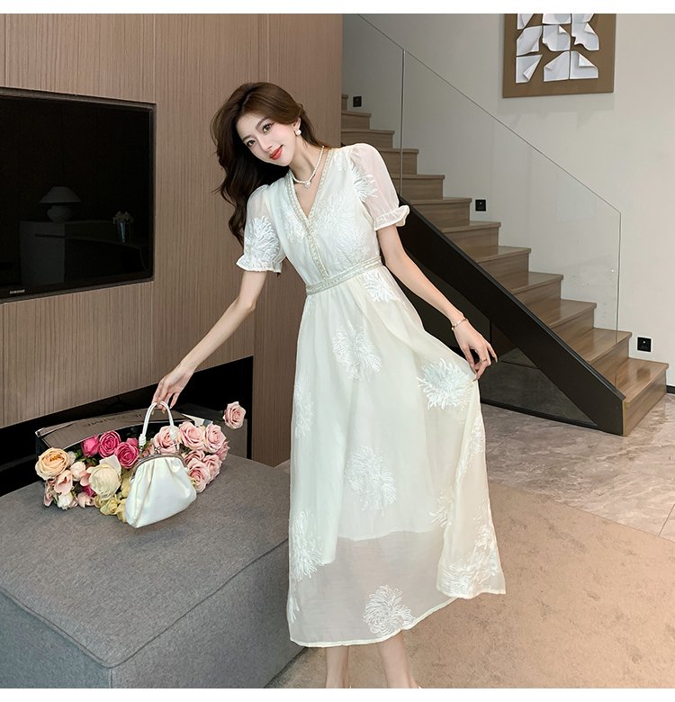 Vapetix S-2XL Heavy Industry Embroidery, New Chinese Style, National Wind Women's Summer Dress Design, French Gen – Bild 3