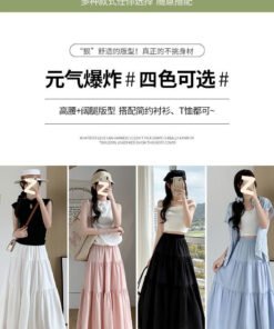 Vapetix XL 125-140 pounds-L 110-125 pounds Women's Spring and Summer 2025 New A-line Long Dress with Large Swing, High Waist, Slimming, Long T