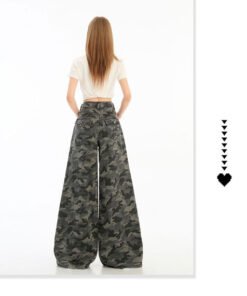 Vapetix XS-4XL  Cleaning Fat Girl Camouflage Denim Jeans for Female Influencers American Street Style Design High-W