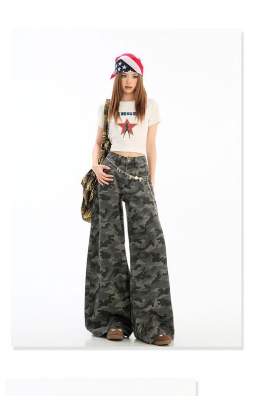 Vapetix XS-4XL  Cleaning Fat Girl Camouflage Denim Jeans for Female Influencers American Street Style Design High-W – Bild 2