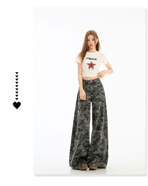 Vapetix XS-4XL  Cleaning Fat Girl Camouflage Denim Jeans for Female Influencers American Street Style Design High-W – Bild 3